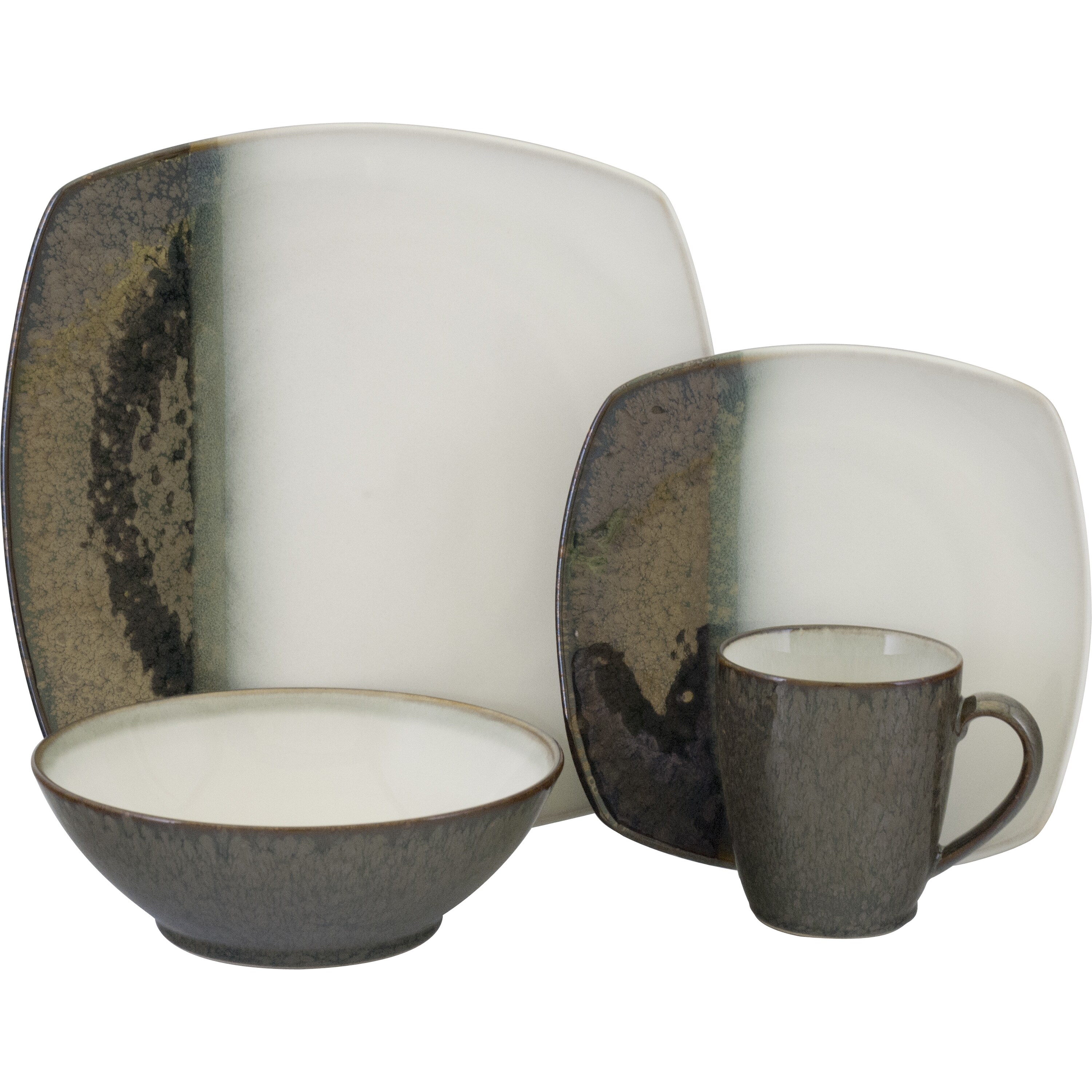 black and cream dinner set