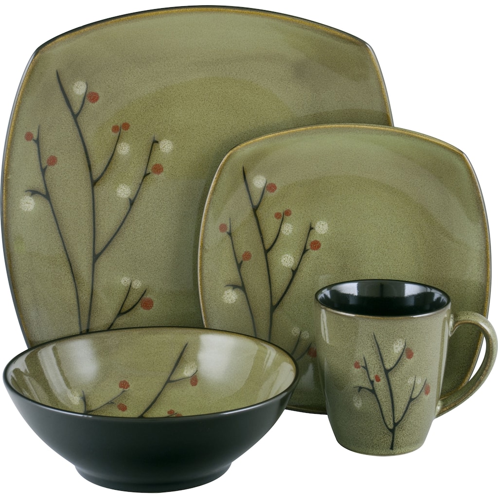 Sango Blossom Black 16-piece Dinnerware Set
