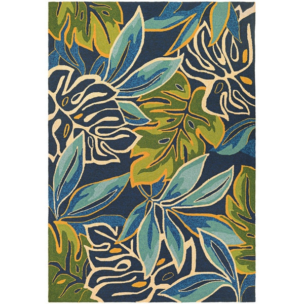 Couristan Covington Areca Palms Azure-Forest Green Indoor/Outdoor Rug - 8' x 11'