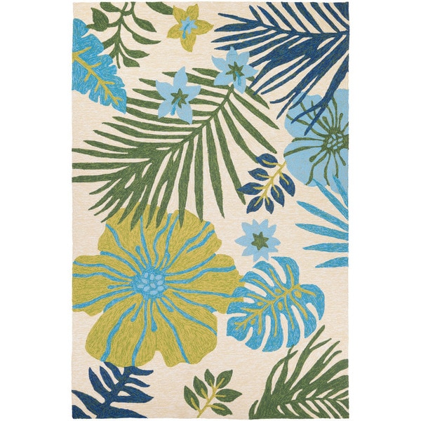 Miami Tropics Ivory-Blue Indoor/Outdoor Area Rug - 8' X 11'