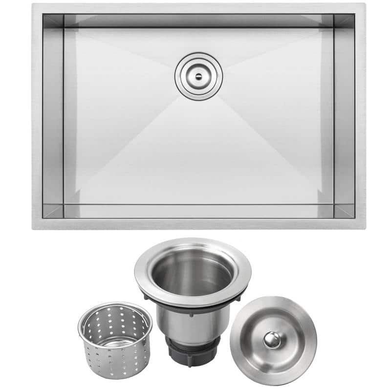 28" Ticor S3680 Pacific Series 16-Gauge Stainless Steel Undermount Single Basin Zero Radius Kitchen Sink
