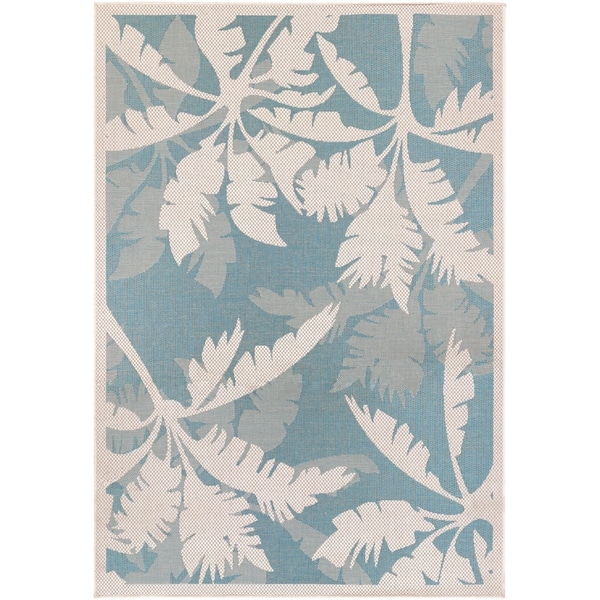 Samantha Bal Harbor Ivory-Turquoise Indoor/Outdoor Area Rug - 7'6" x 10'9"