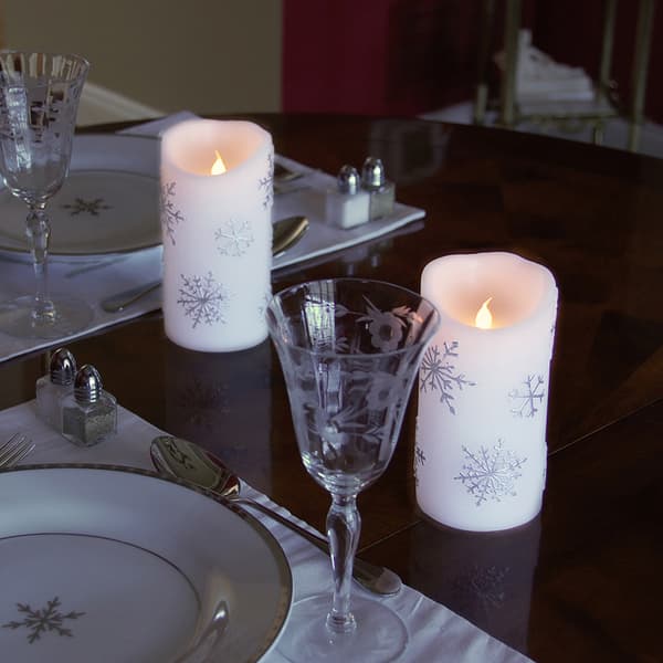 8” Snowflake Table Decor Metal LED candle