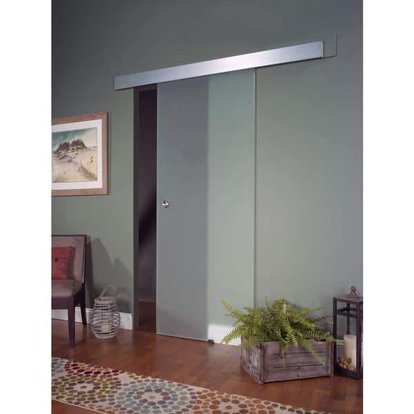 Shop Opaque Glass Barn Door 30x80 Free Shipping Today