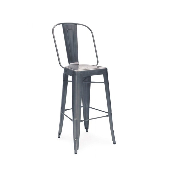 Amalfi Dark Gunmetal Steel 30 Inch High Back Bar Chair Set Of Amalfi Dark Gunmetal Steel 30 Inch High Back Bar Chair Set Of 4