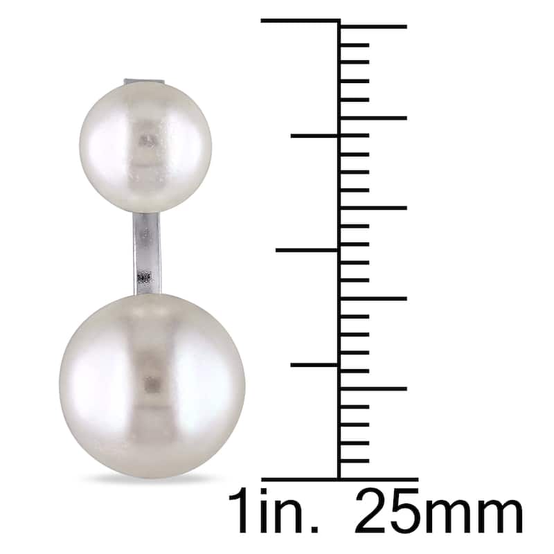 Miadora Sterling Silver Freshwater White Pearl Dangle Earrings