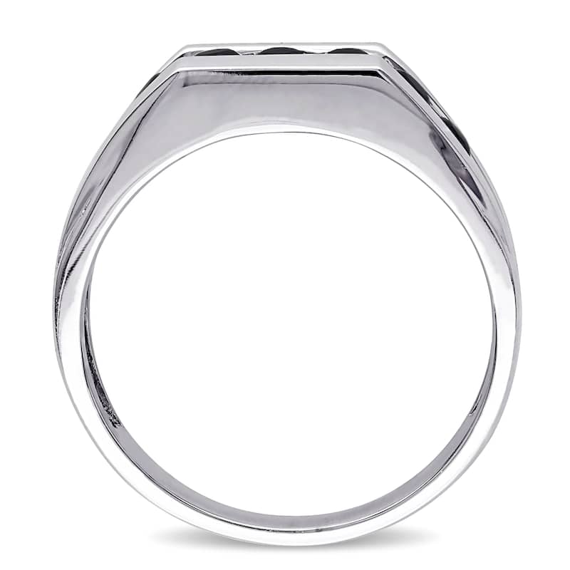 Miadora Sterling Silver Black Sapphire Men's Eternity Ring