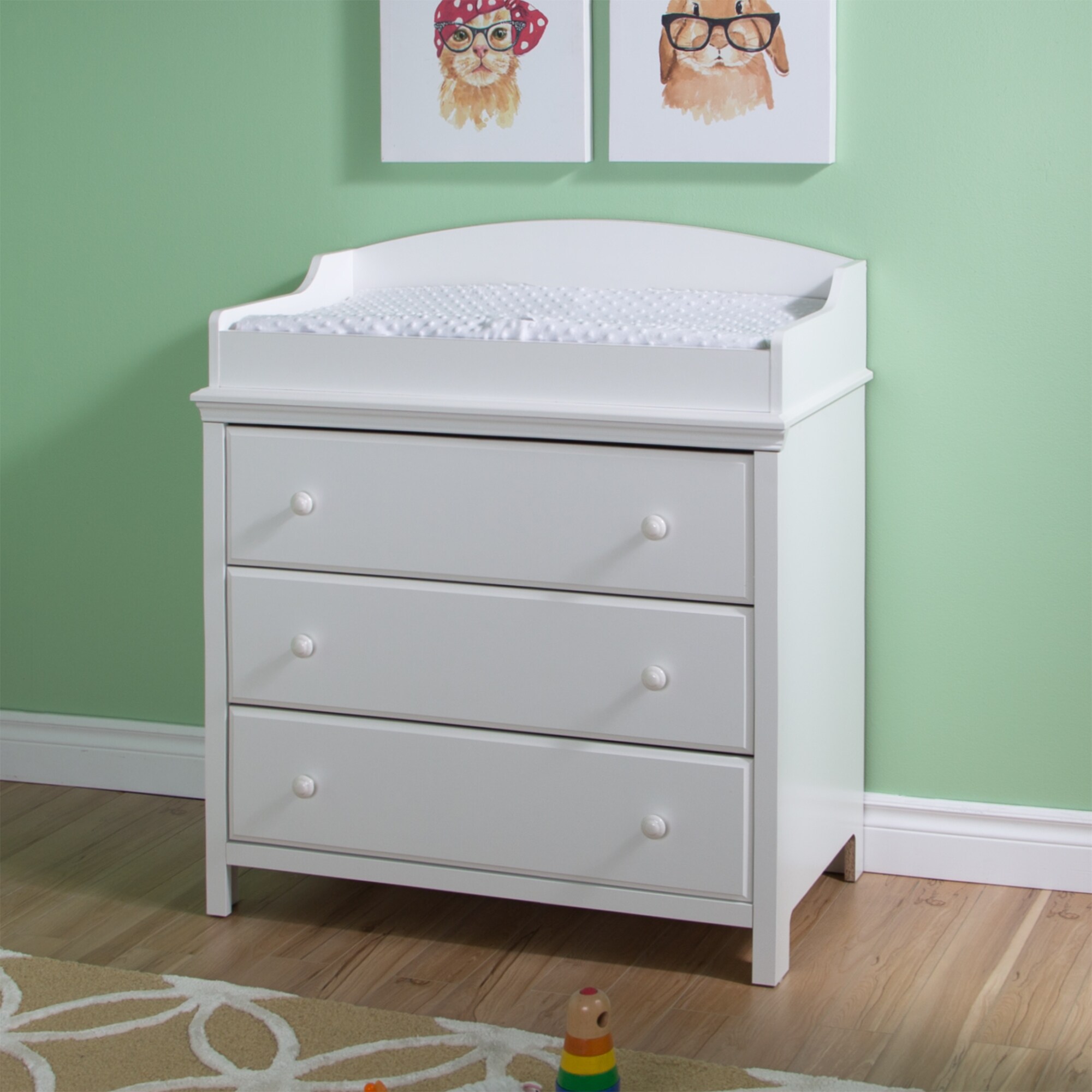 gray changing table with drawers