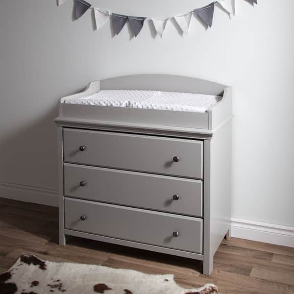 slide 2 of 11, South Shore Cotton Candy Changing Table with Drawers Soft Gray