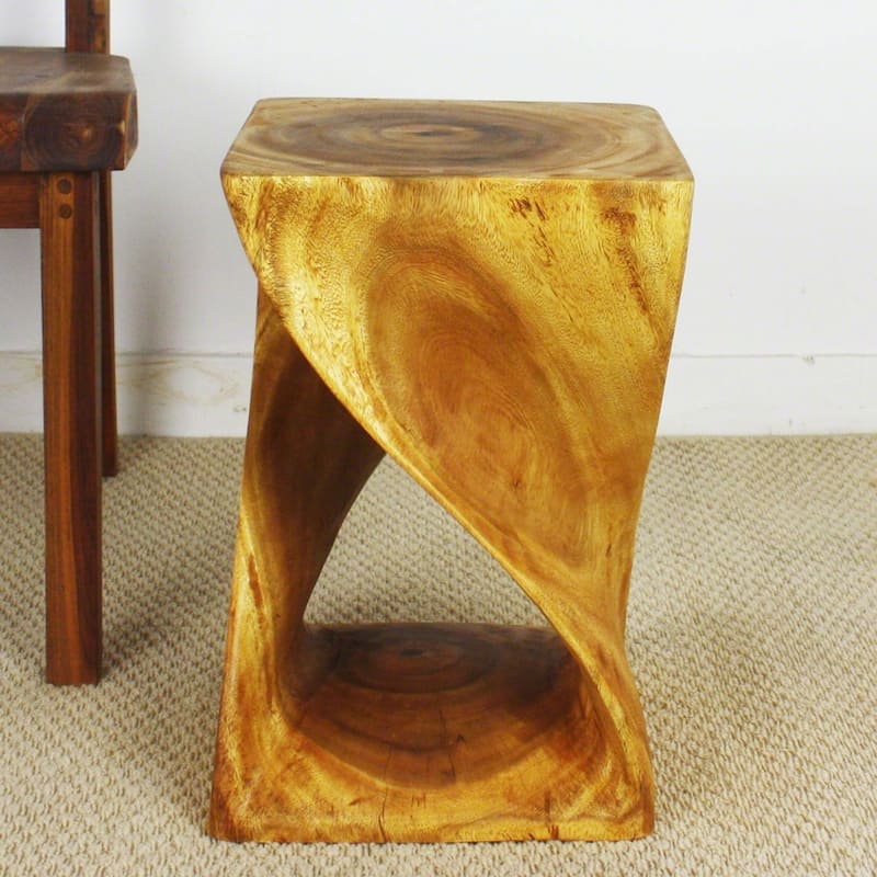 Haussmann® Original Wood Twist Stool 12 X 12 X 18 In High Oak Oil - 12" x 12" x 18"