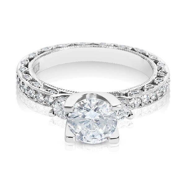 Tacori Platinum 3stone 7/8 ct TDW Diamond Engagement Ring Setting with