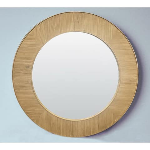 Rustic Style 27.5 inch Round Wall Mirror - Brown - A/N