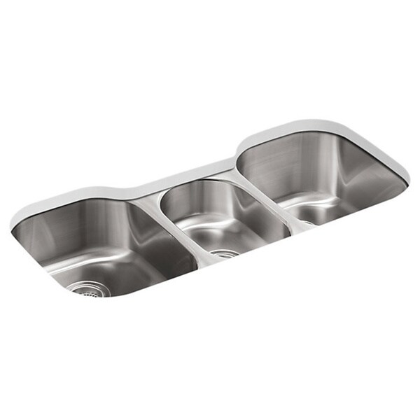 ... Stainless Steel 41.625x20.125x9.5 0-Hole Triple Bowl Kitchen Sink