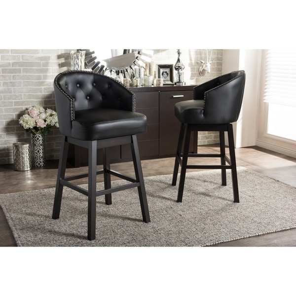 Traditional Faux Leather 30" Bar Stool by Baxton Studio
