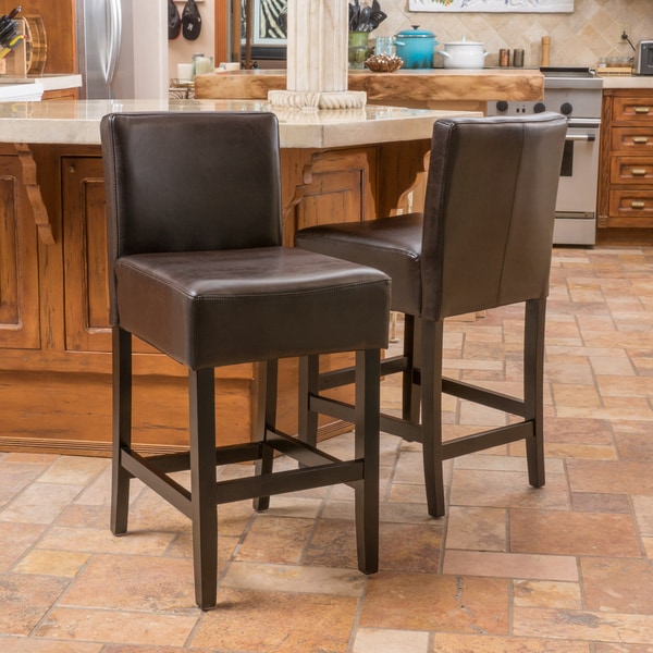 Portman 38 Inch Brown Bonded Leather Counter Stool Set Of 2 Portman 38 Inch Brown Bonded Leather Counter Stool Set Of 2 By Christopher