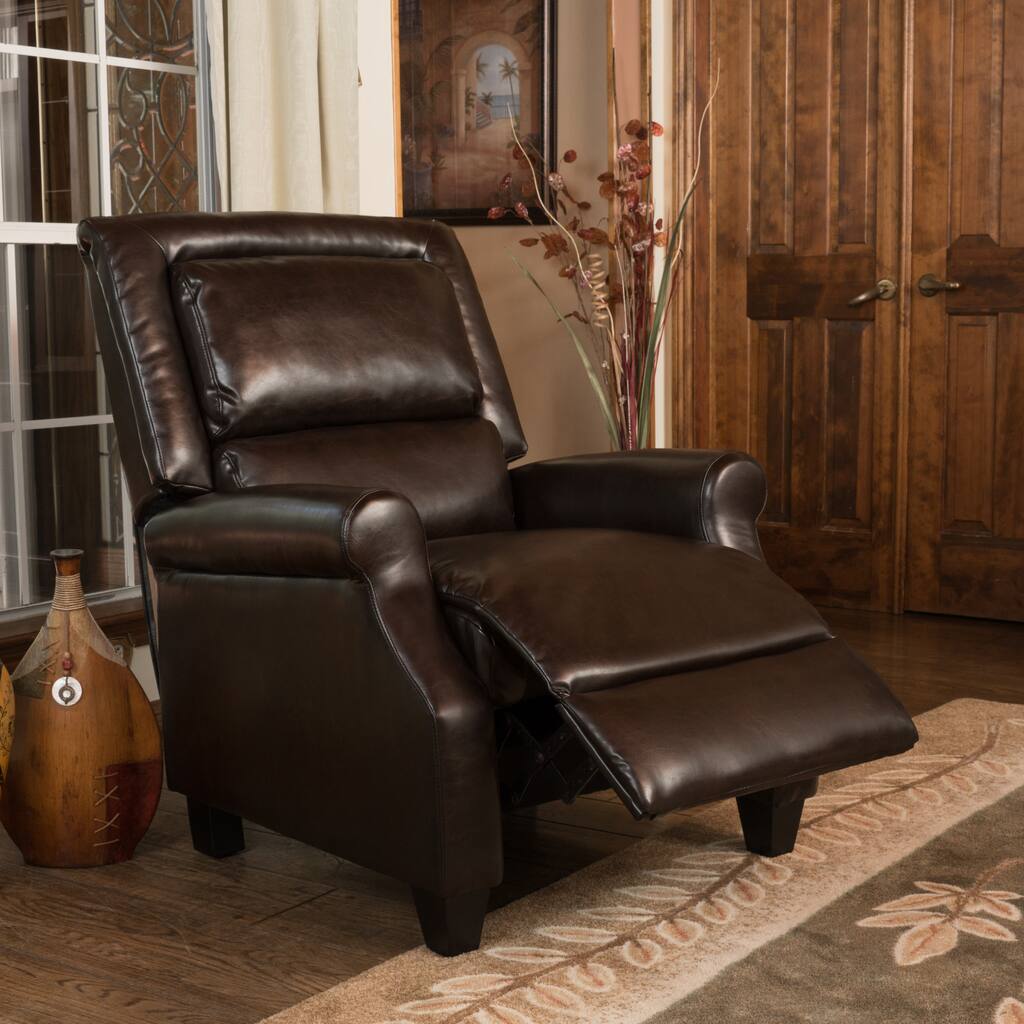Reddington Brown Bonded Leather Recliner Club Chair by Christopher Knight Home