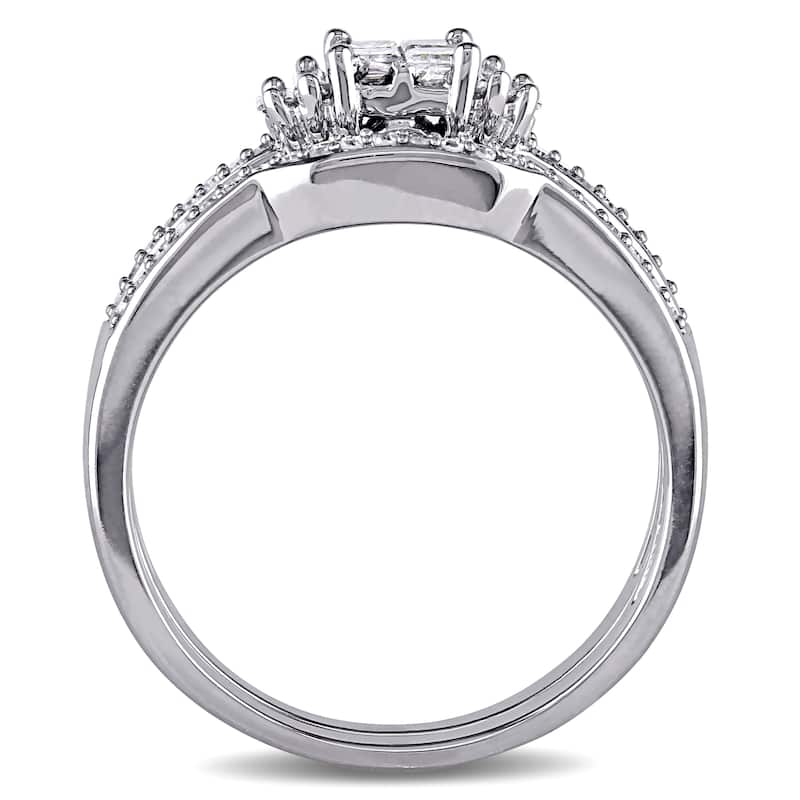 Miadora 10k White Gold 1/2ct TDW Diamond Bridal Ring Set