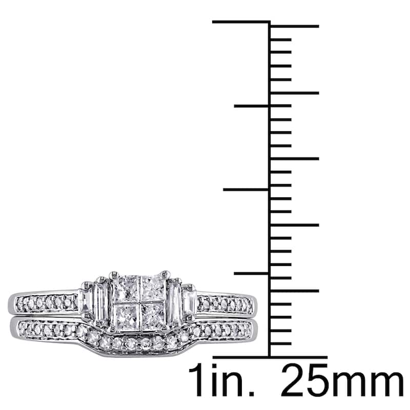 Miadora 10k White Gold 1/2ct TDW Diamond Bridal Ring Set