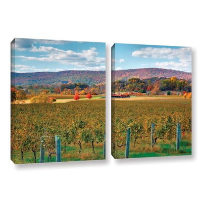 ArtWall Steve Ainsworth 'Vineyard In Autumn' 2 Piece Gallery-wrapped Canvas Set - Multi