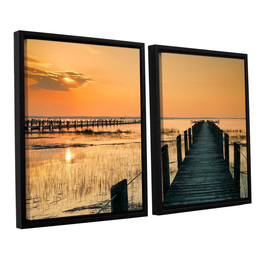 Art Wall Sunset Bay III by Steve Ainsworth 4 Piece Floater Framed Photographic Print on Canvas Set