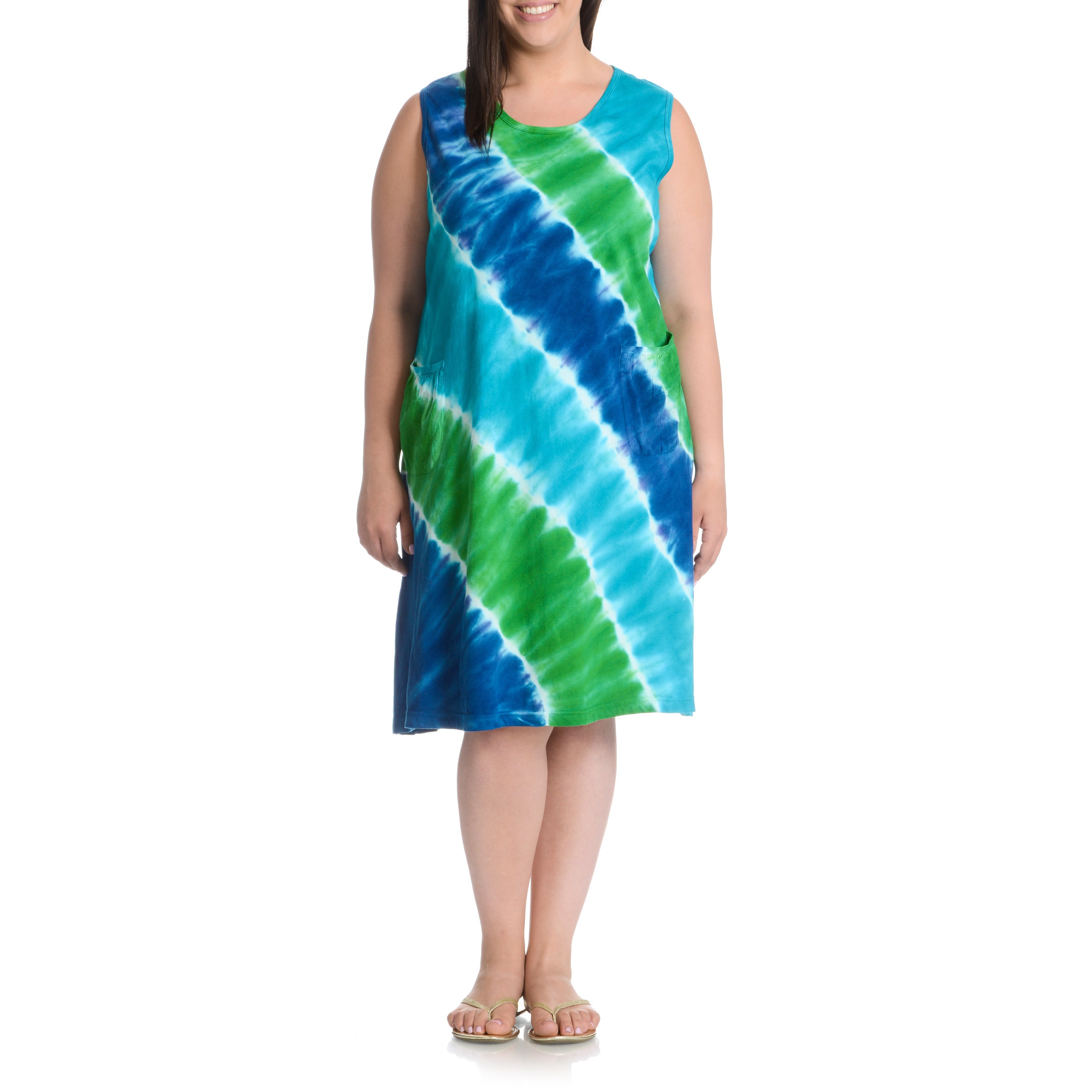 La Cera Plus Size Tie Dye Tank Dress 