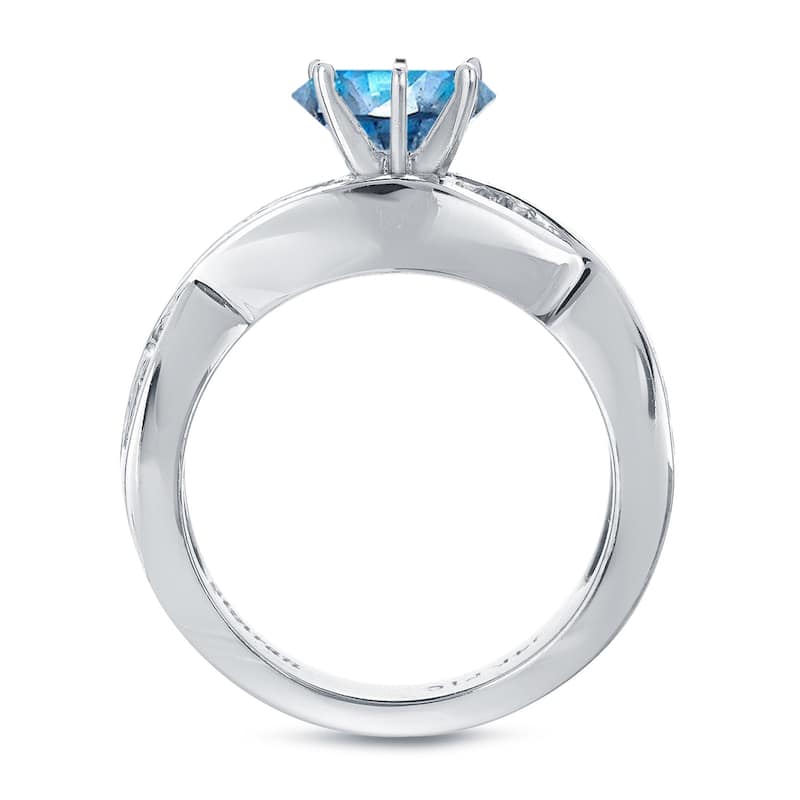 Auriya 14k Gold 2ctw Modern Blue Diamond Engagement Ring Set