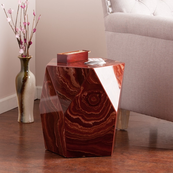 Harper Blvd Coffey Red Marble Faux Stone Accent Table Free Shipping