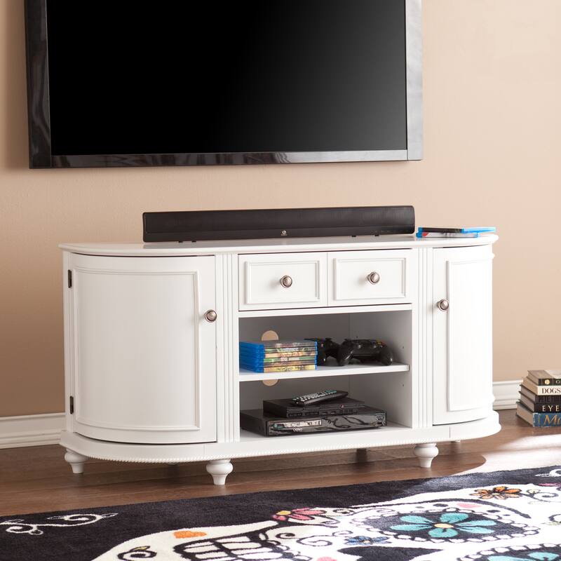 SEI Furniture Wells Modern Farmhouse White Media TV Stand for TV's up to 46"