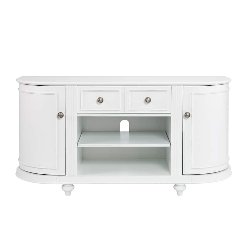 SEI Furniture Wells Modern Farmhouse White Media TV Stand for TV's up to 46"