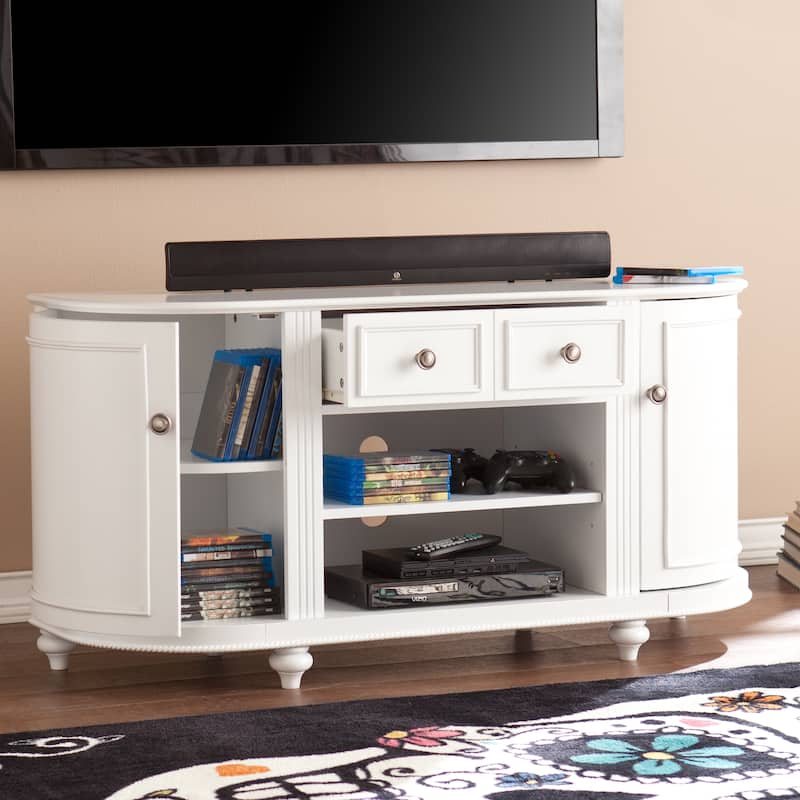 SEI Furniture Wells Modern Farmhouse White Media TV Stand for TV's up to 46"