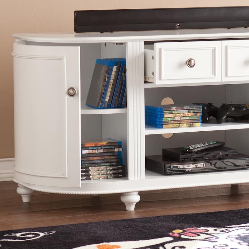 SEI Furniture Wells Modern Farmhouse White Media TV Stand for TV's up to 46"