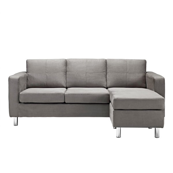 Modern Grey Microfiber Small Space Sectional Sofa with Reversible ...