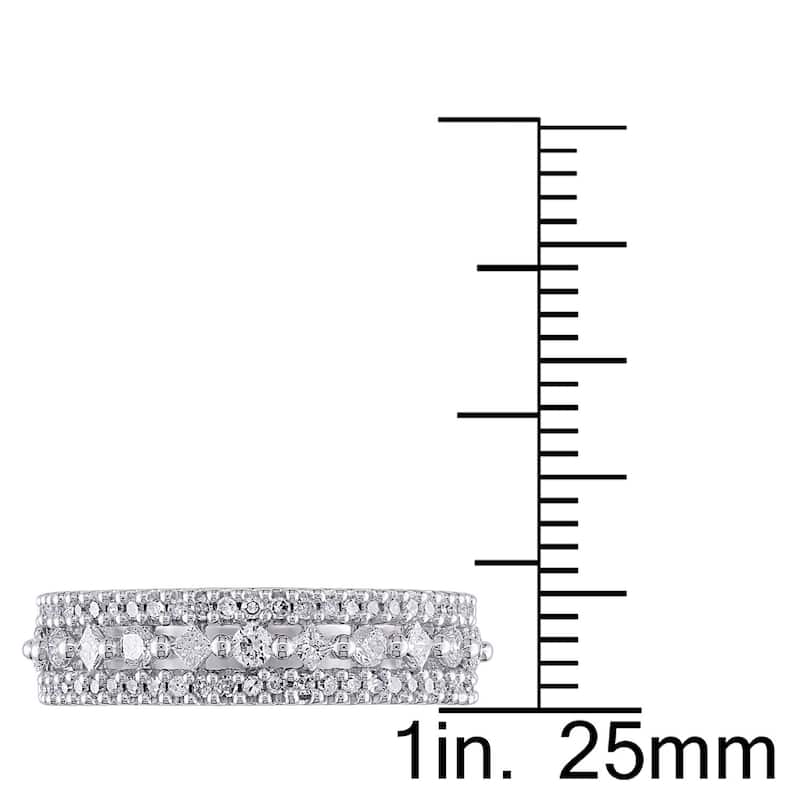 Miadora 10k White Gold 1/2ct TDW Princess Diamond Triple Row Anniversary Band