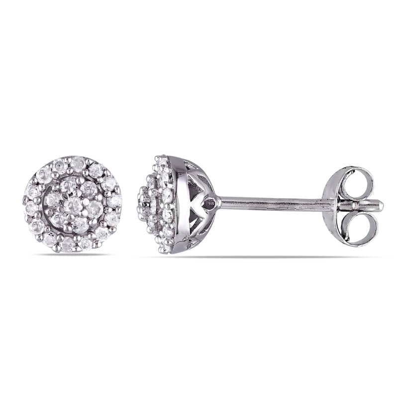 Miadora Sterling Silver 1/4ct TDW Diamond Halo Earrings
