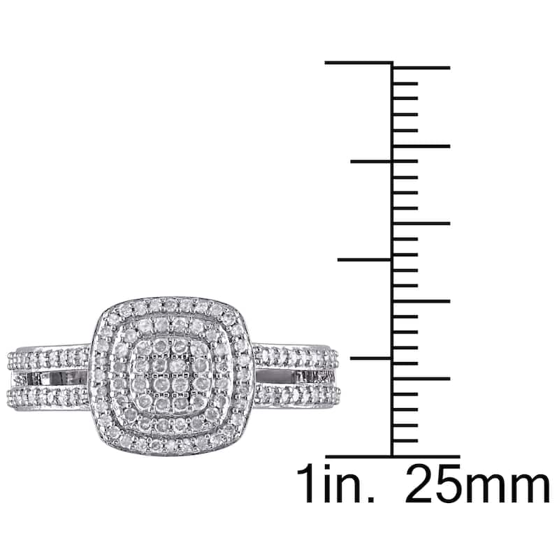 Miadora Sterling Silver 1/2ct TDW Diamond Halo Ring - White