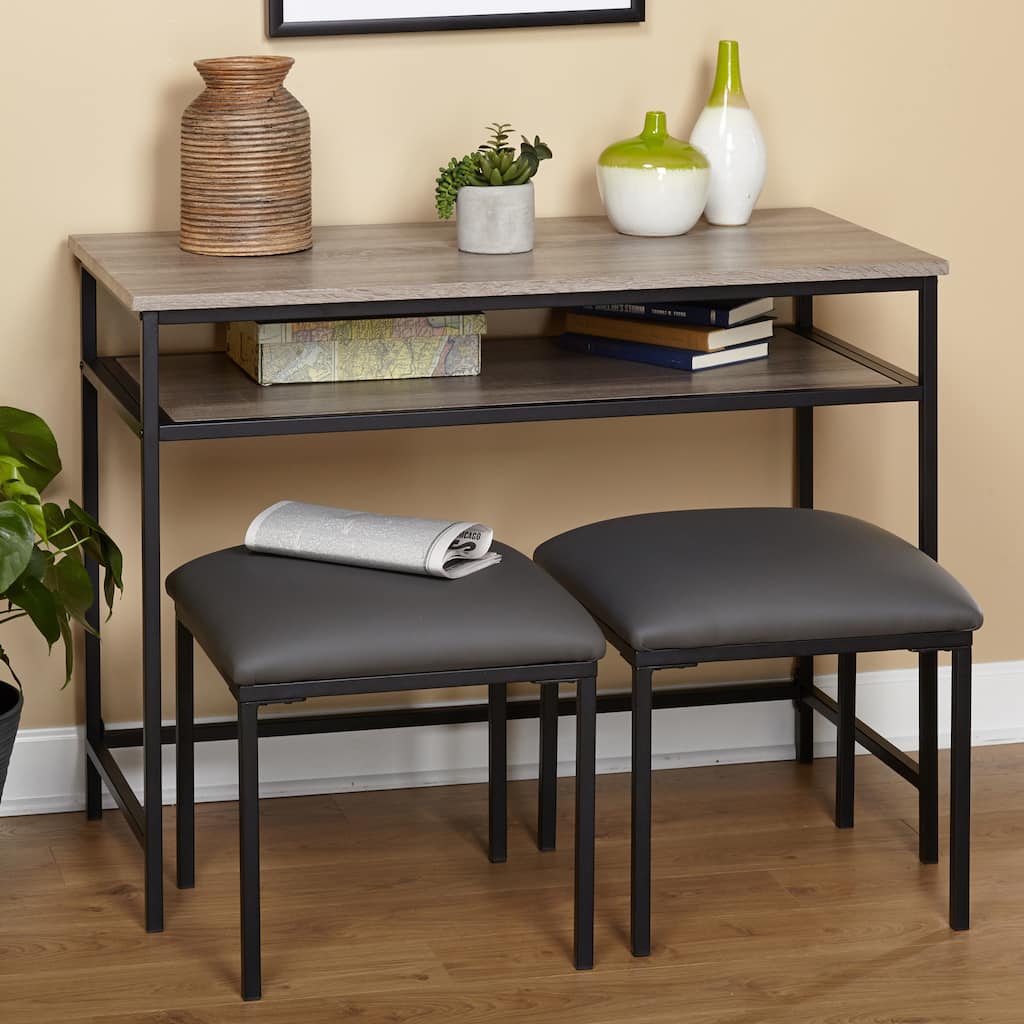 Simple Living 3pc Seneca Console Table and Stool Set