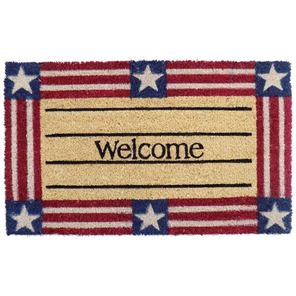 slide 1 of 1, Coir Welcome Stars and Stripes Doormat