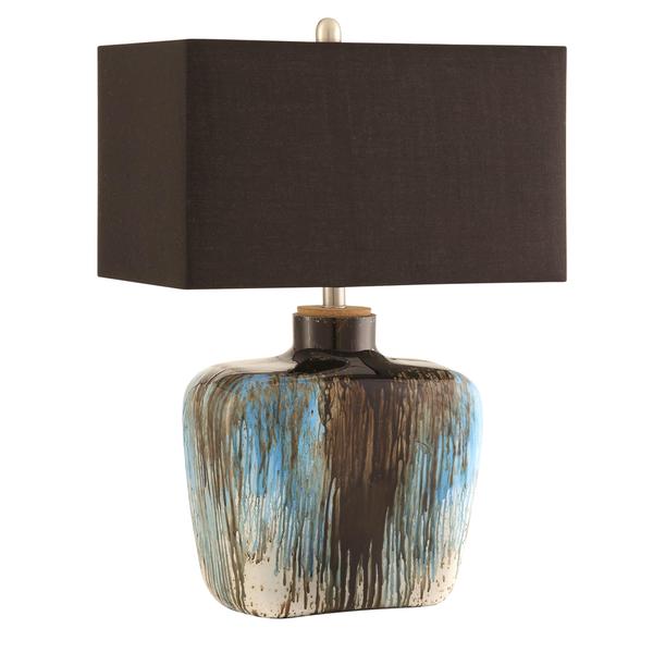 Shop Artistic Multi Color Glass Table Lamp With Black Shade Free Shipping Today Overstock