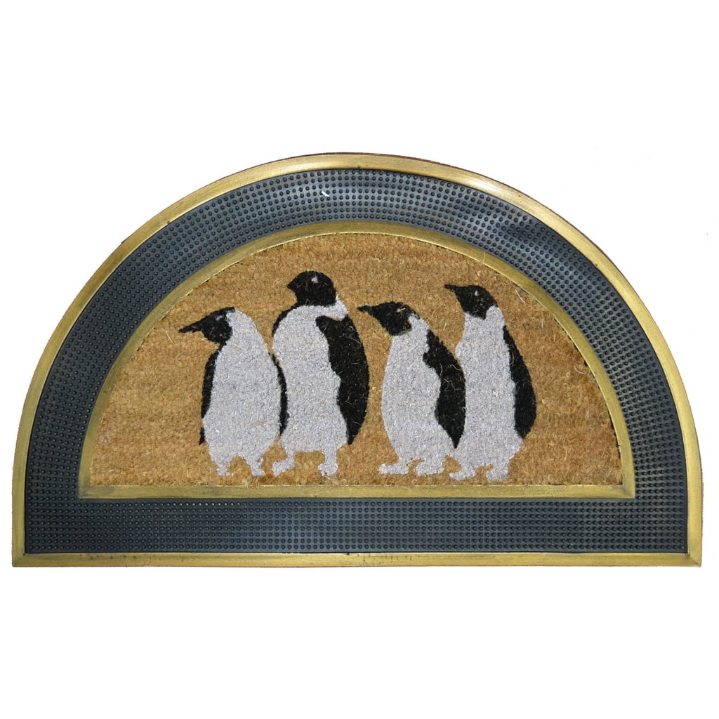 Coir Penguins Half Round Doormat