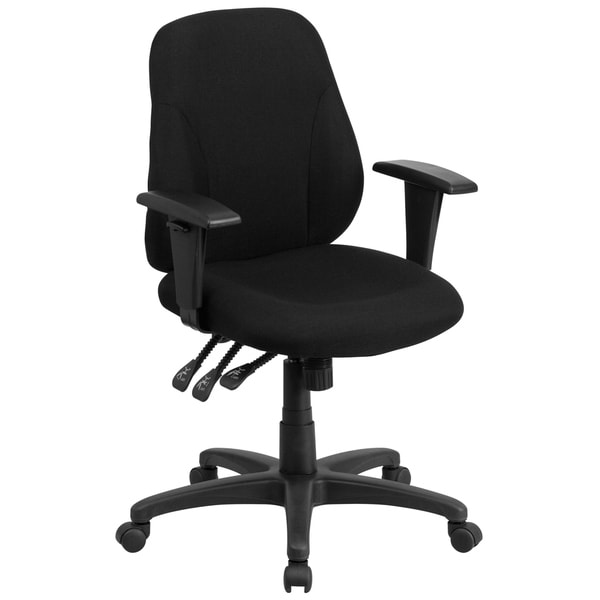 Mid-Back Black Fabric Multifunction Swivel Ergonomic Chair with Back Adjustment