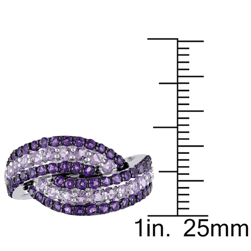 Miadora Sterling Silver Amethyst-Africa and Rose de France Bypass Ring