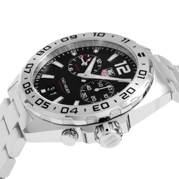 Shop Tag Heuer Men S Waz111a Ba0875 Formula 1 Black Dial Stainless Steel Alarm Swiss Quartz Watch On Sale Overstock 10436359