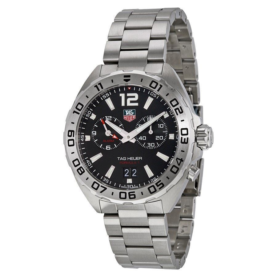 Shop Tag Heuer Men S Waz111a Ba0875 Formula 1 Black Dial Stainless Steel Alarm Swiss Quartz Watch On Sale Overstock 10436359