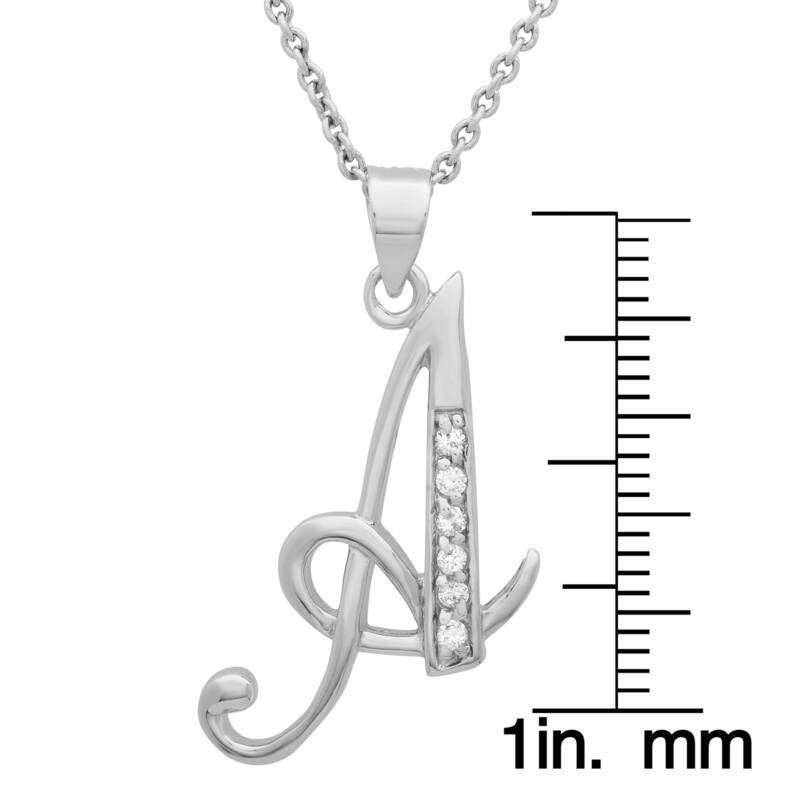 Sterling Cubic Zirconia Script Initial Necklace by Roberto Martinez.