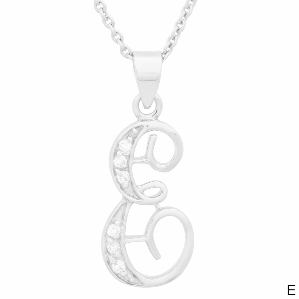Roberto Martinez Sterling Cubic Zirconia Script Initial Necklace