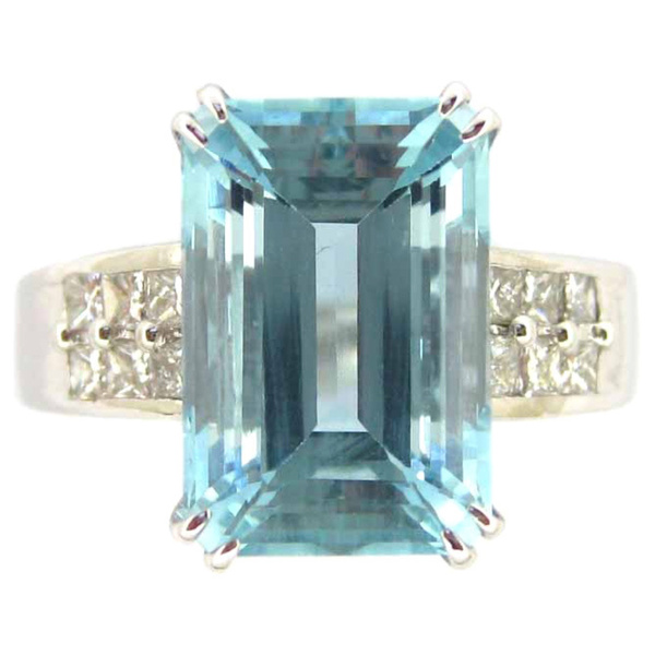 Shop Kabella 14k White Gold Emerald-cut Aquamarine 2/5ct TDW Diamond ...