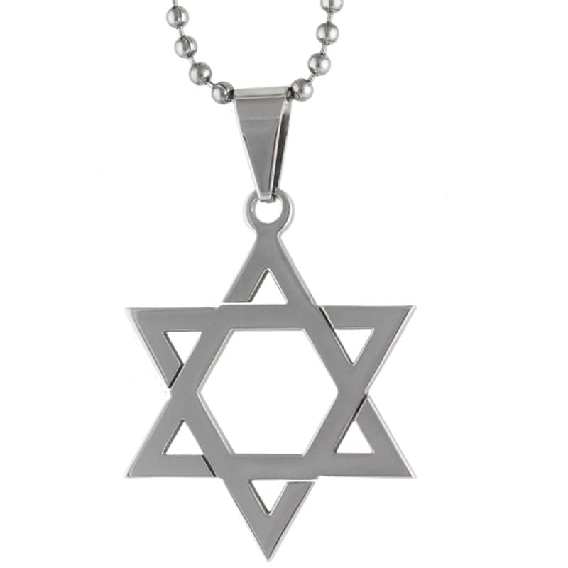 Stainless Steel 30mm Star of David Necklace - Silver