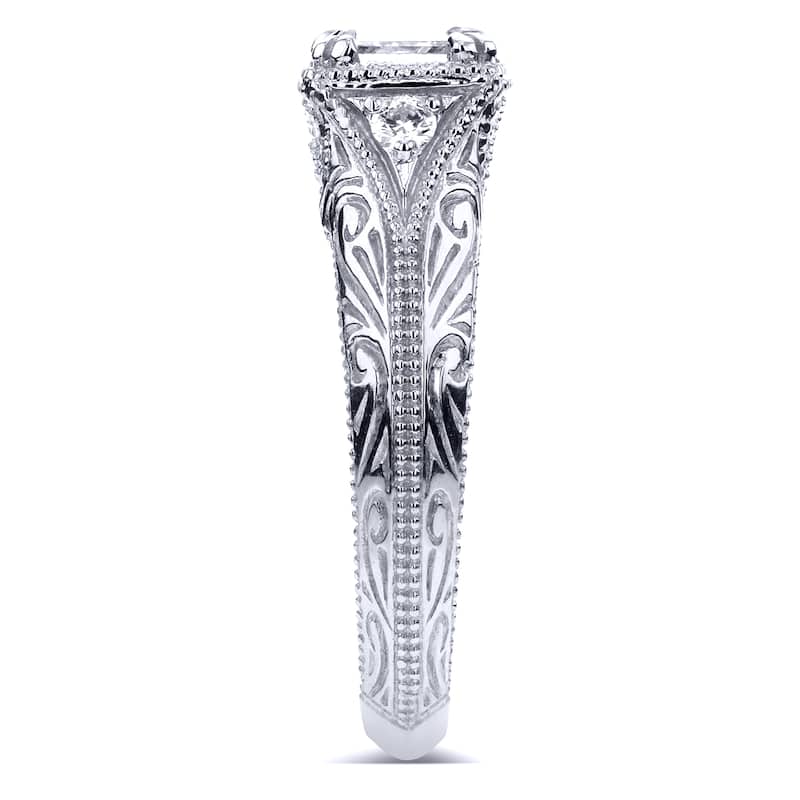 Annello by Kobelli 14k White Gold 5/8ct TDW Diamond Antique Filigree Engagement Ring