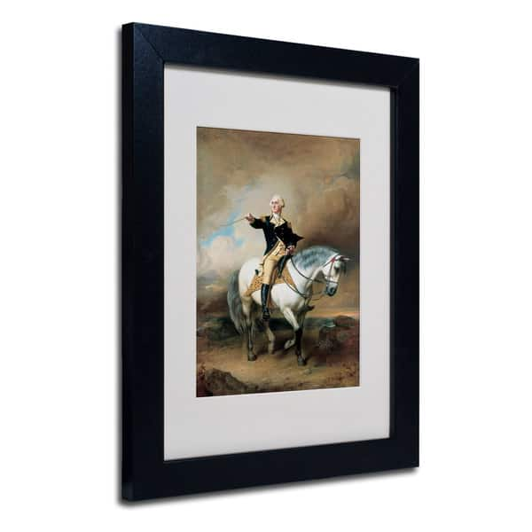 slide 2 of 4, John Faed 'Portrait of George Washington' White Matte, Black Wood Framed Wall Art