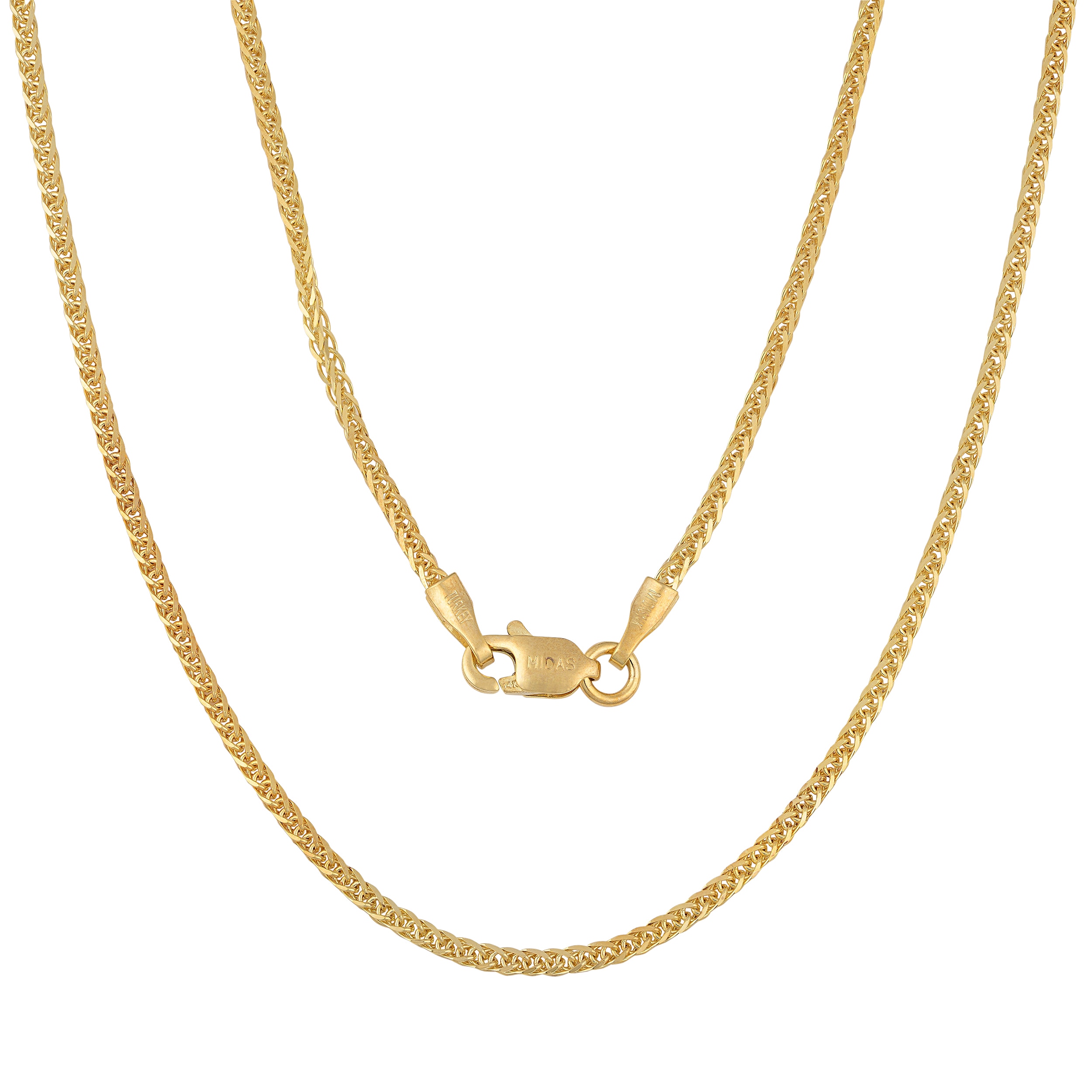 TGDJ 14K Real Yellow Gold 1.2 mm Flat Open Wheat Chain Necklace TGDJ 14K Real Yellow Gold 1.2 mm Flat Open Wheat Chain Necklace